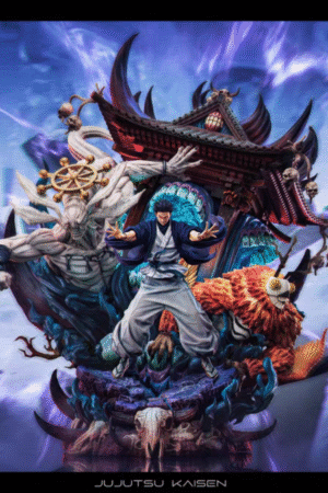 Jujutsu Kaisen Two-Faced Stand Shikigami Kuroro + Chimeric Beast Jaw Spitting Handmade Statue, 68 cm in height