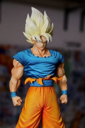 Super Blue Goku Plan B Dragon Ball Figure New Upgraded Face Sculpture Double Head Replacement Display Piece 31CM