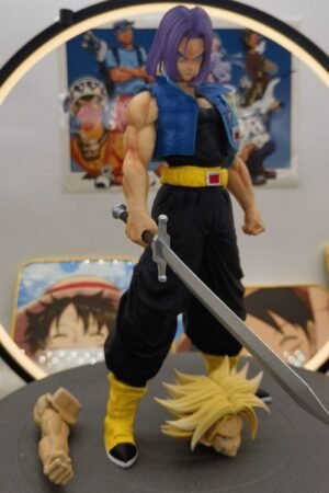 Dragon Ball Saiyan NEC Trunks Yellow Hair Purple Hair Double Head and Double Hands Replaceable Model Display Figure 27cm