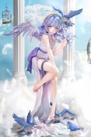 Beautiful girl and little angel Eryl PVC & ABS painted finished product goods figure ornament. It can be placed on the table and used as a present. Sculpture height: 30CM