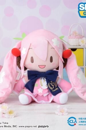 32cm Pink Hatsune Miku Sakura Cherry Hair Sitting Doll Plush